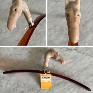 SET 2 Oerre Horse Clothes Hanger Acrylic Amber Resin Recalcati ITALY Heavy Decor